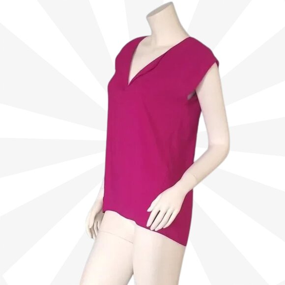 New York & Company Pink Henley Neckline Short Sleeve Knit Tunic Blouse Size XS - Picture 5 of 6